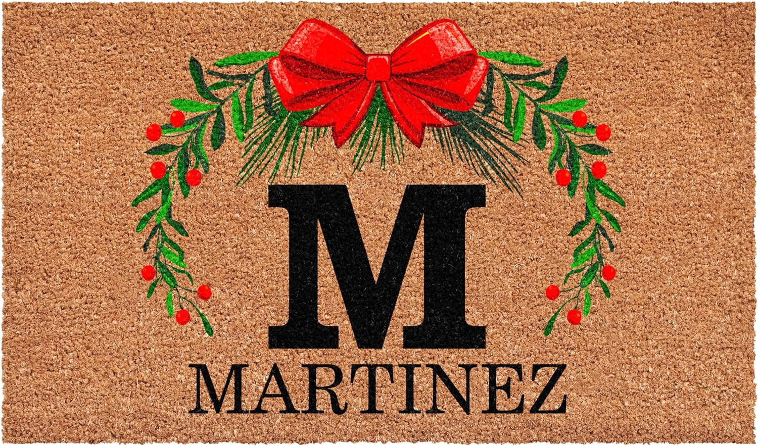 Calloway Mills 114821729M Personalized Christmas Wreath Doormat, 17"x29", Letter M
