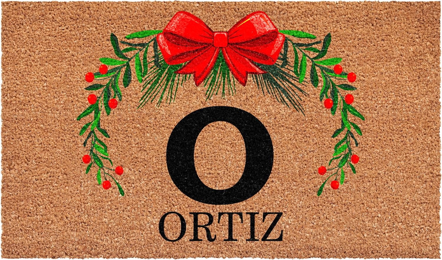 Calloway Mills 114821729O Personalized Christmas Wreath Doormat, 17"x29", Letter O