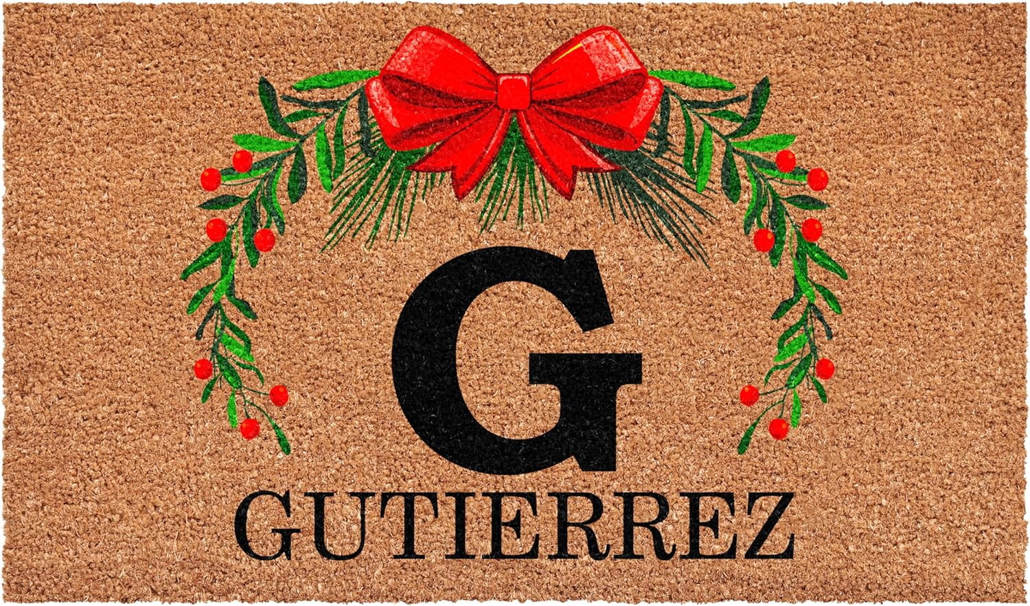 Calloway Mills 114822436G Personalized Christmas Wreath Doormat, 24"x36", Letter G