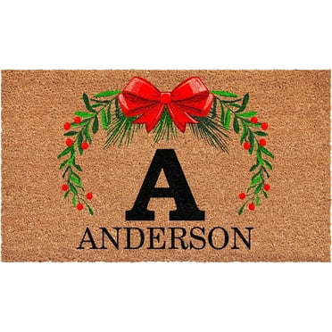 Calloway Mills 114822448A Personalized Christmas Wreath Doormat, 24"x48", Letter A