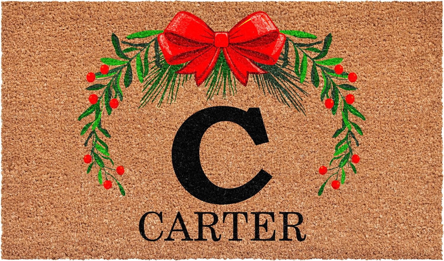 Calloway Mills 114822448C Personalized Christmas Wreath Doormat, 24"x48", Letter C