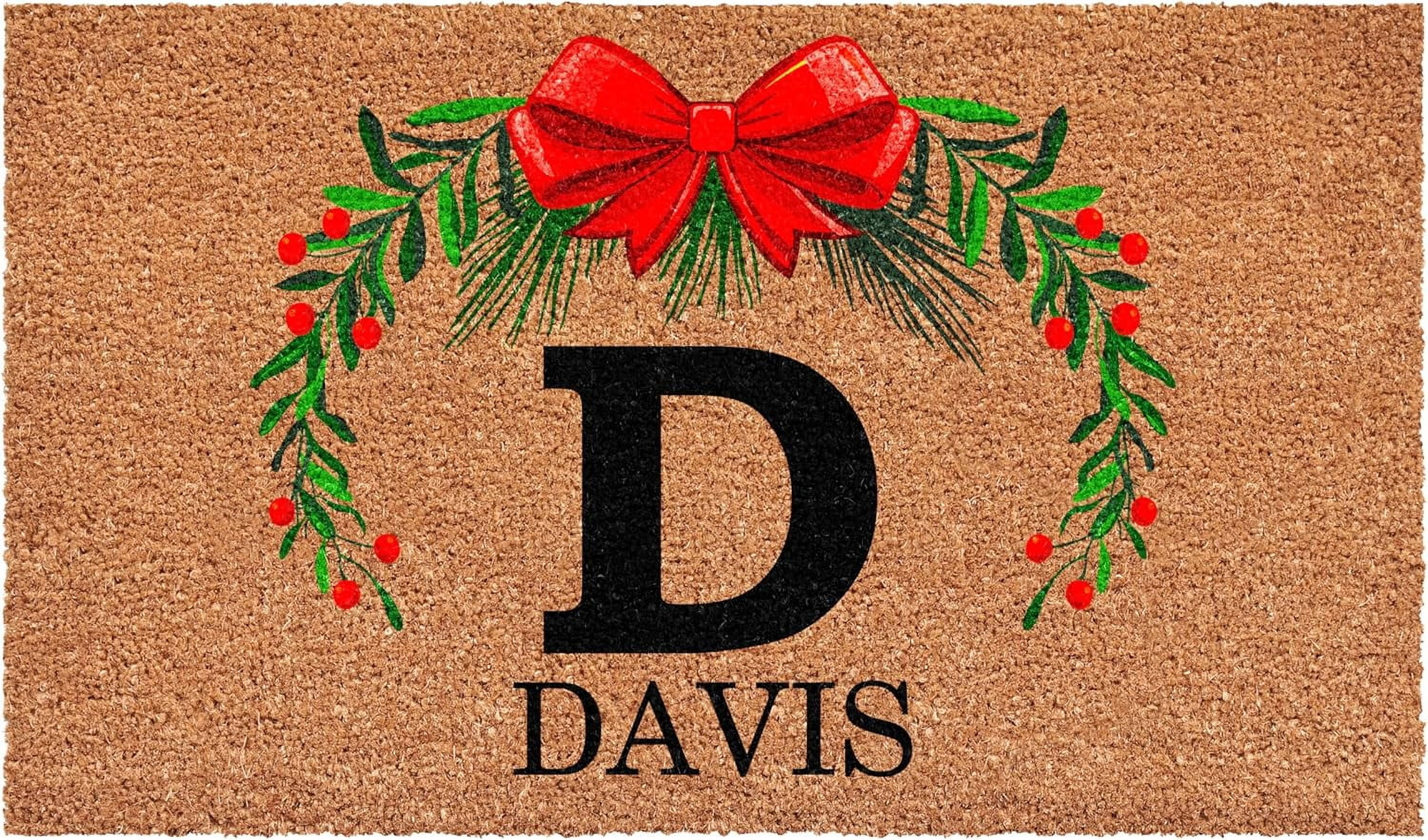 Calloway Mills 114822448D Personalized Christmas Wreath Doormat, 24"x48", Letter D