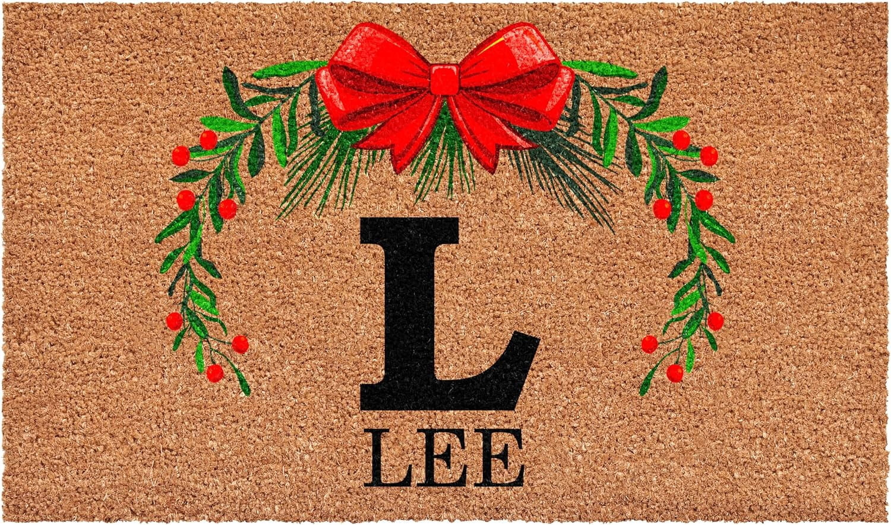 Calloway Mills 114822448L Personalized Christmas Wreath Doormat, 24"x48", Letter L