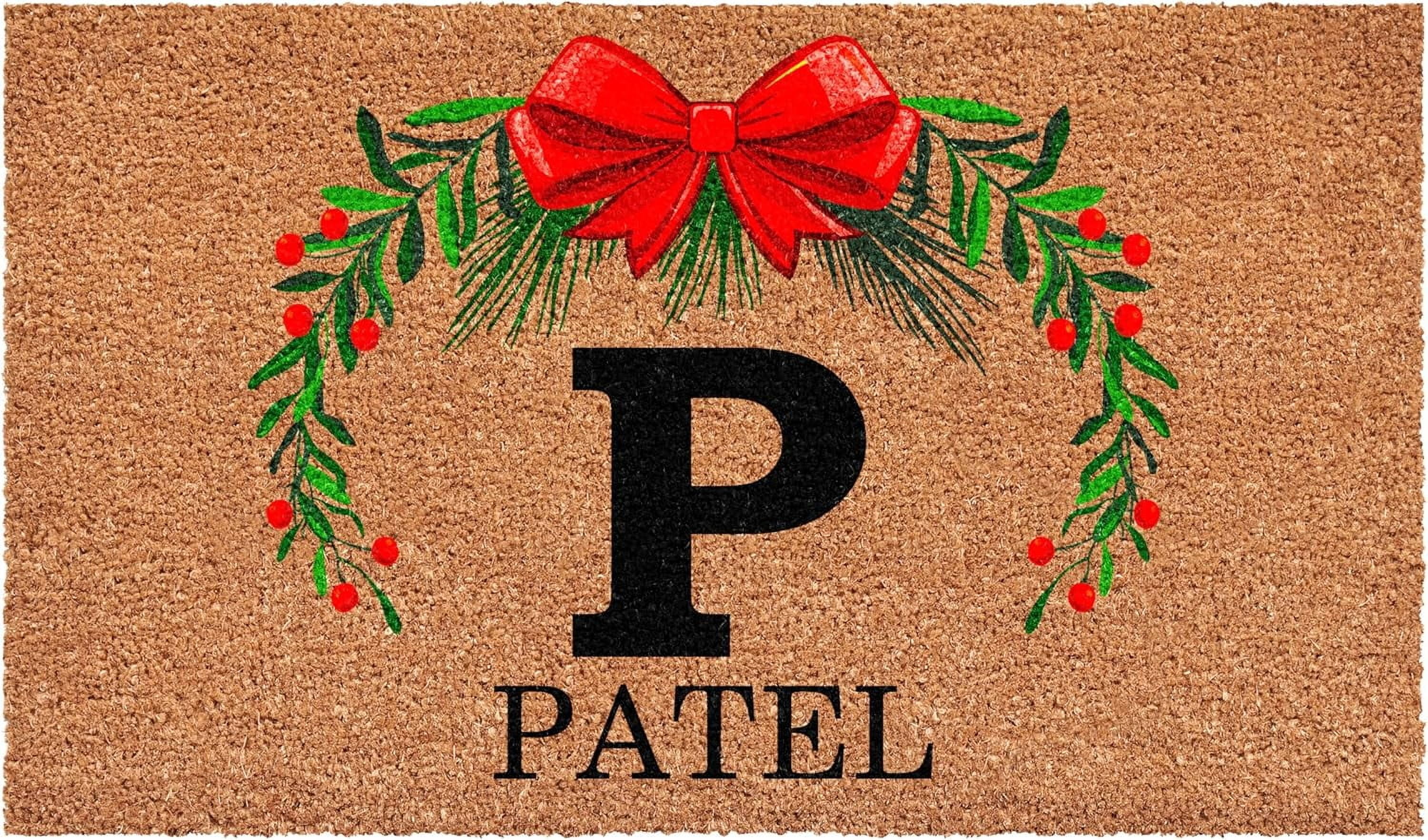 Calloway Mills 114822448P Personalized Christmas Wreath Doormat, 24"x48", Letter P