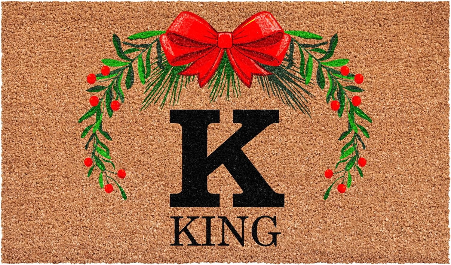Calloway Mills 114823048K Personalized Christmas Wreath Doormat, 30"x48", Letter K