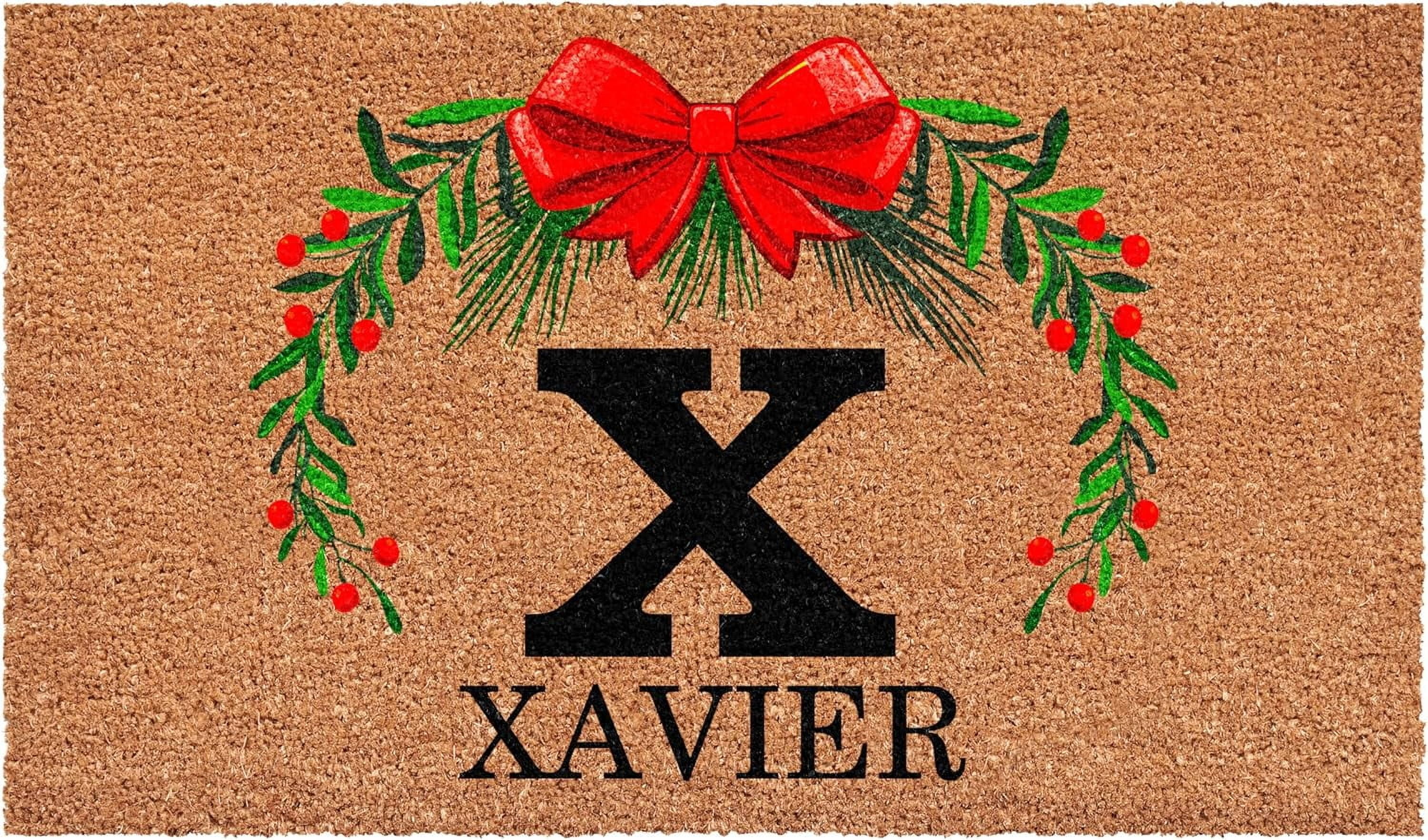 Calloway Mills 114823048X Personalized Christmas Wreath Doormat, 30"x48", Letter X