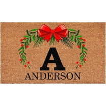 Calloway Mills 114823672A Personalized Christmas Wreath Doormat, 36"x72", Letter A