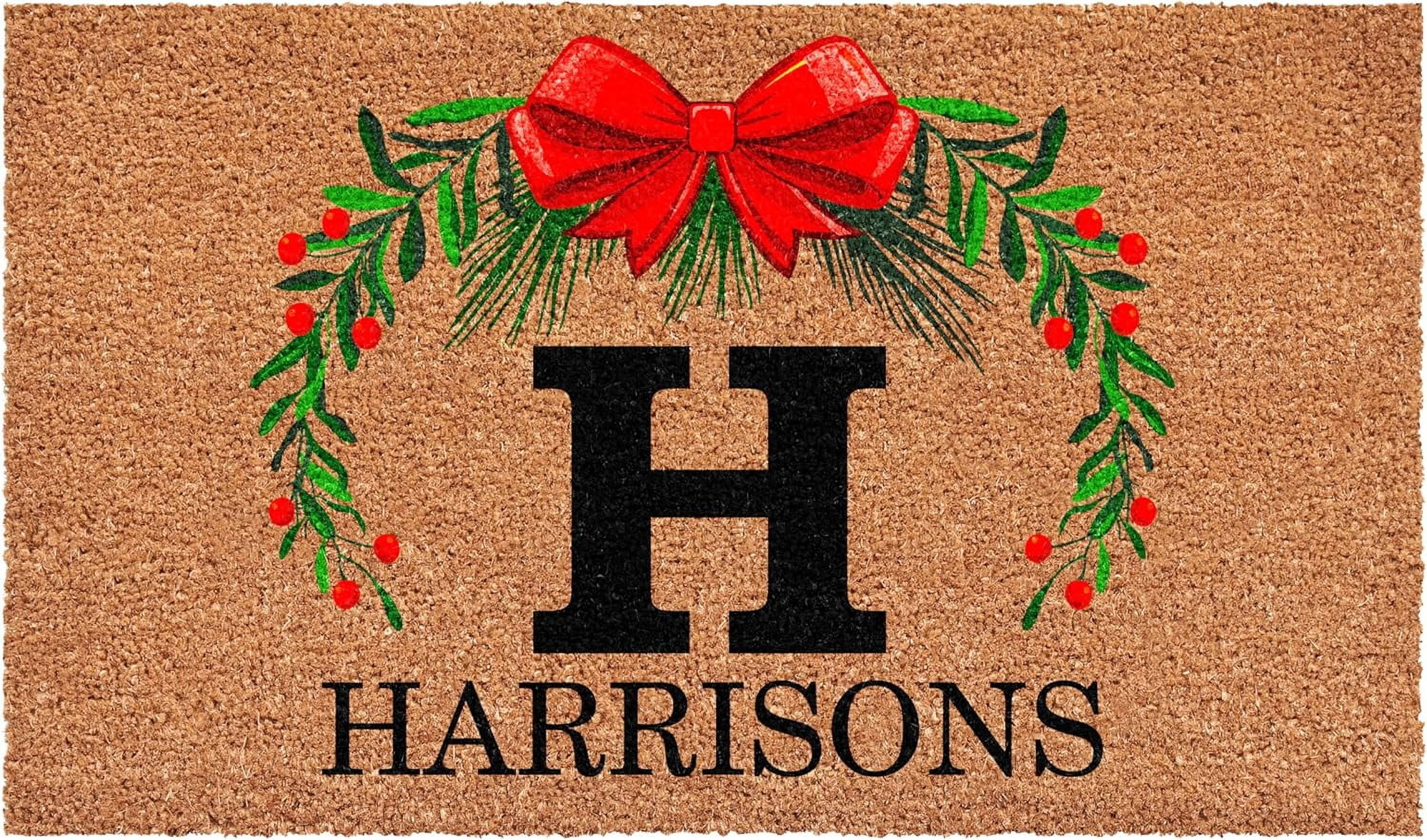Calloway Mills 114823672H Personalized Christmas Wreath Doormat, 36"x72", Letter H