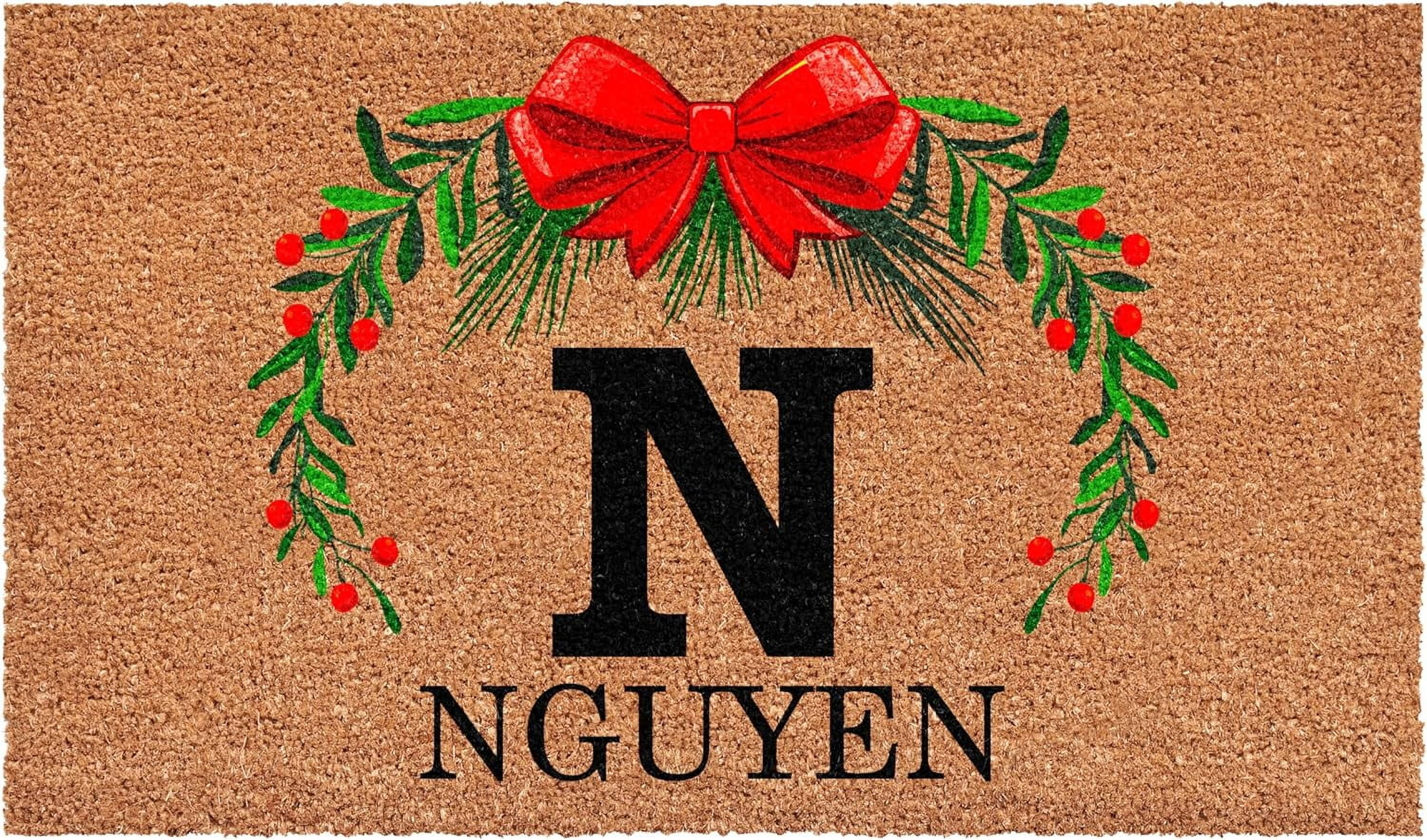 Calloway Mills 114823672N Personalized Christmas Wreath Doormat, 36"x72", Letter N