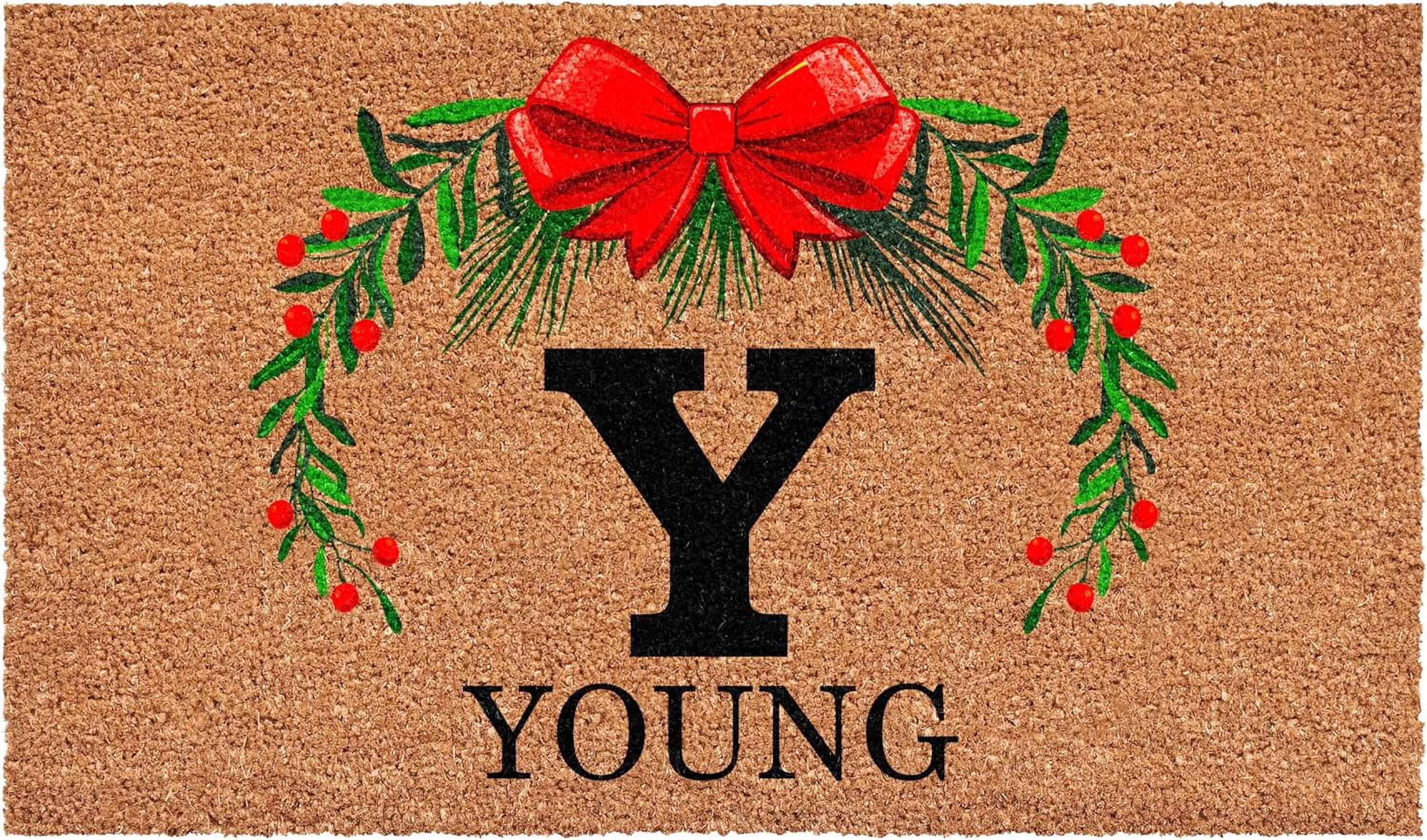 Calloway Mills 114823672Y Personalized Christmas Wreath Doormat, 36"x72", Letter Y