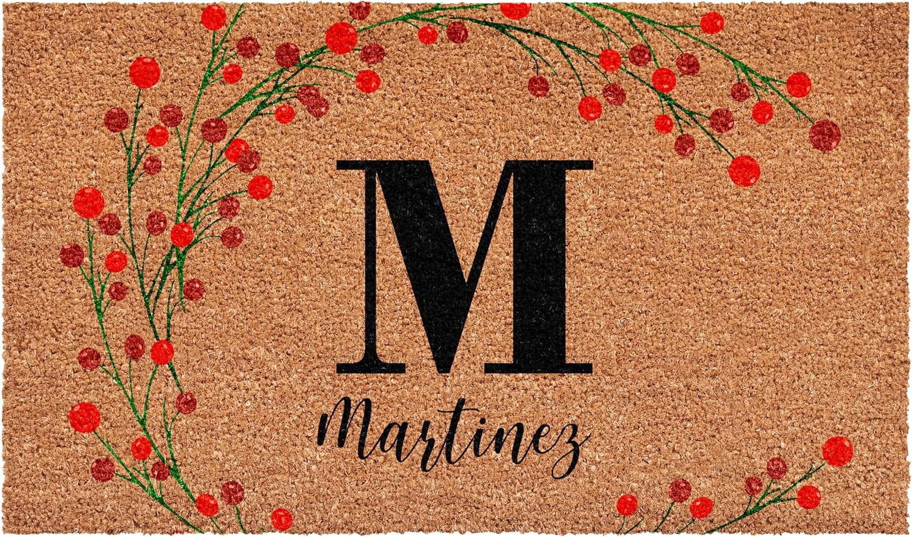 Calloway Mills 114901729M Personalized Christmas Berries Doormat, 17"x29", Letter M