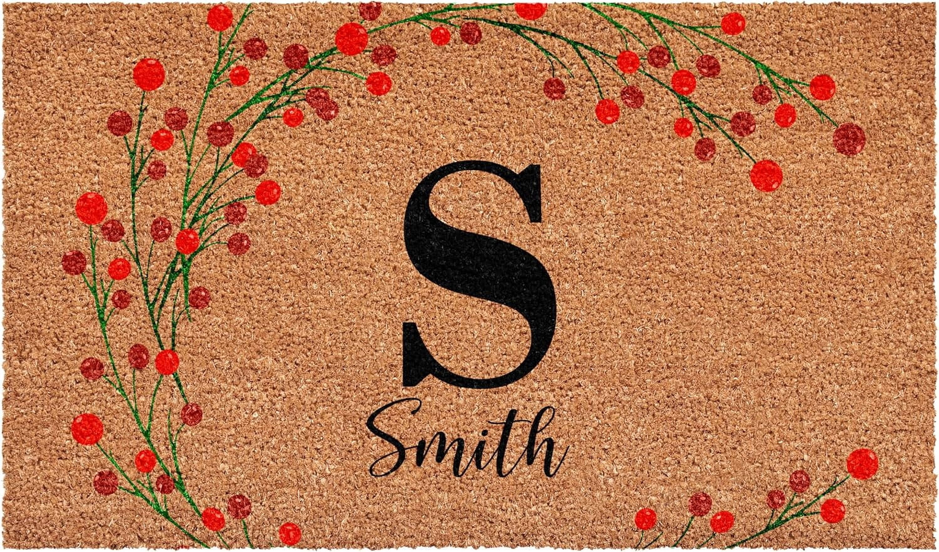 Calloway Mills 114901729S Personalized Christmas Berries Doormat, 17"x29", Letter S