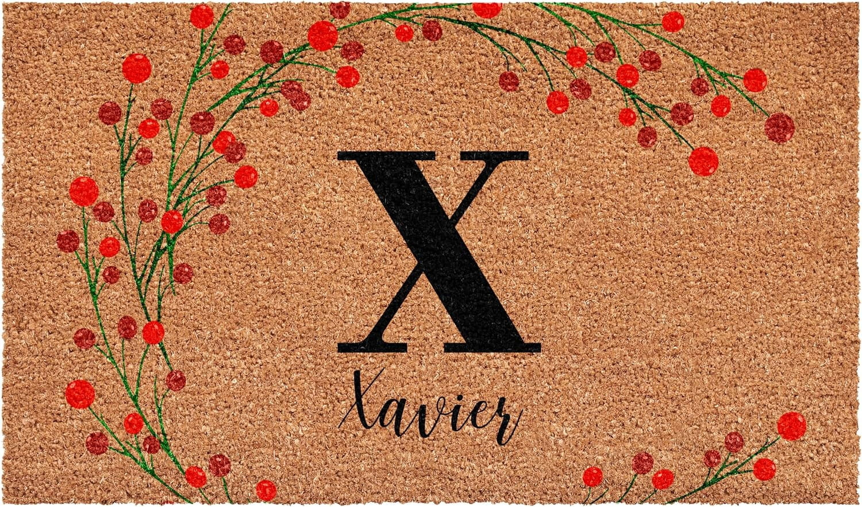 Calloway Mills 114901729X Personalized Christmas Berries Doormat, 17"x29", Letter X