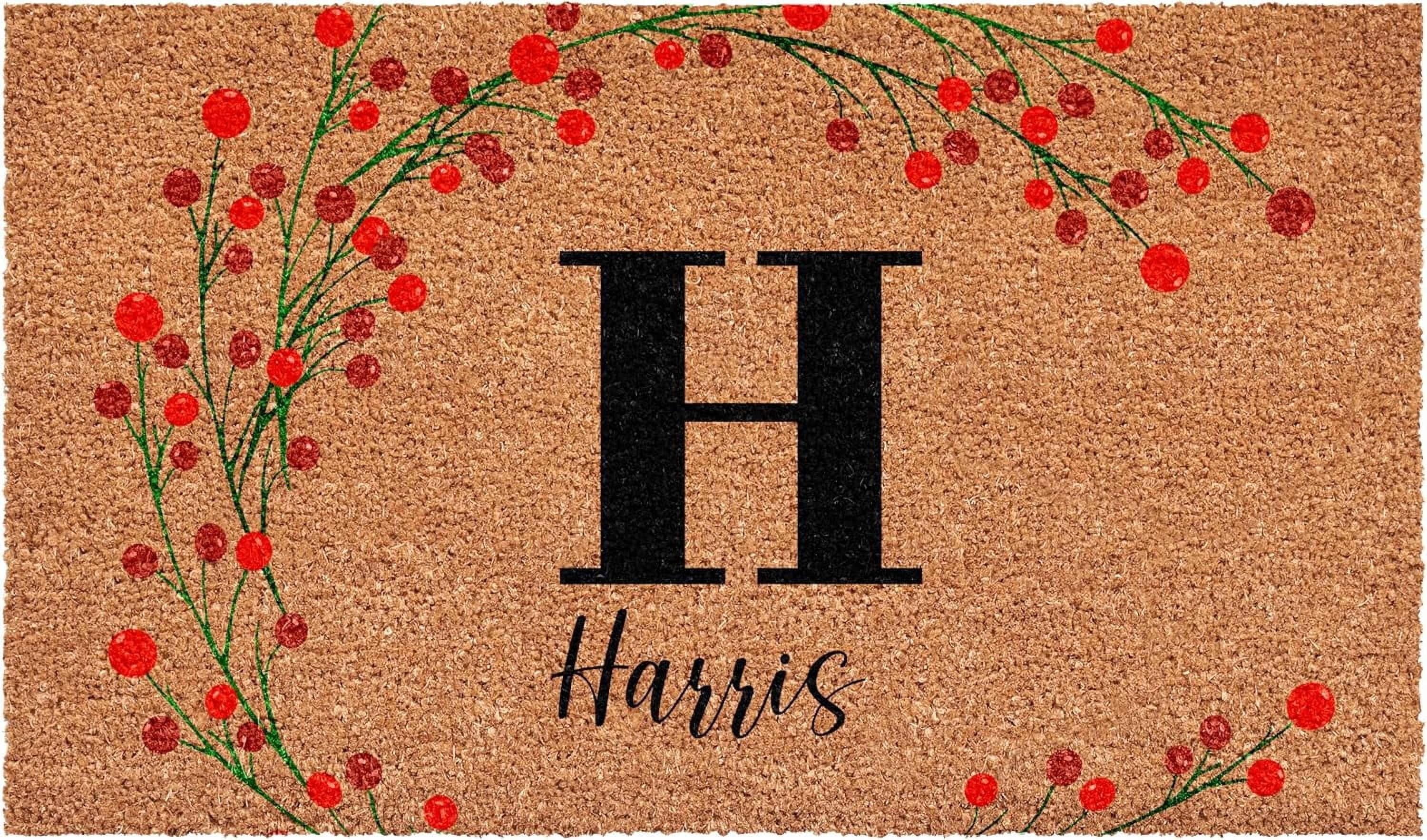 Calloway Mills 114902448H Personalized Christmas Berries Doormat, 24"x48", Letter H
