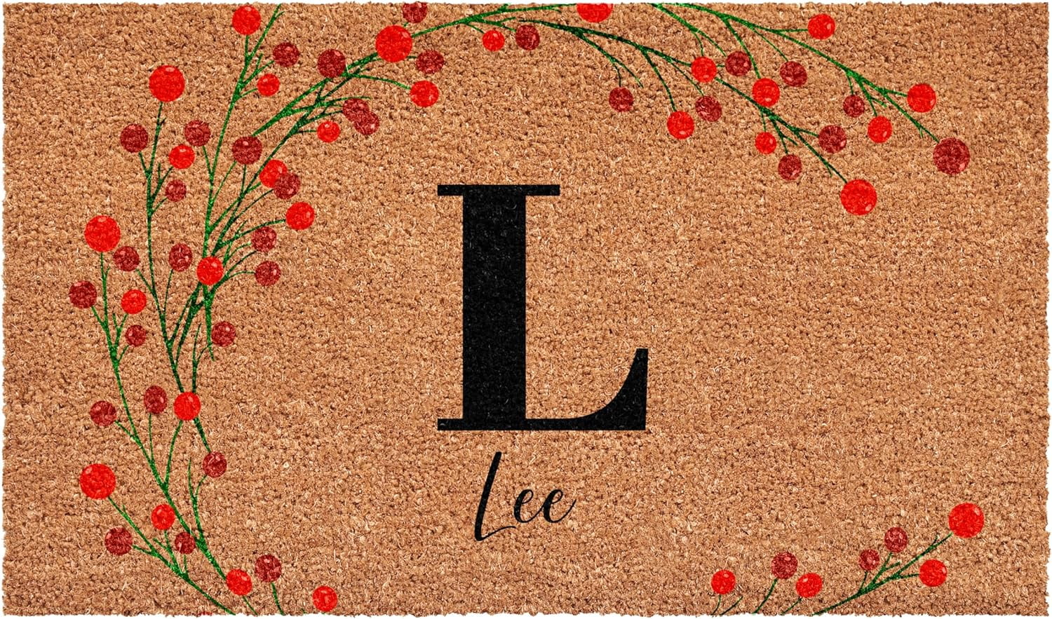 Calloway Mills 114902448L Personalized Christmas Berries Doormat, 24"x48", Letter L