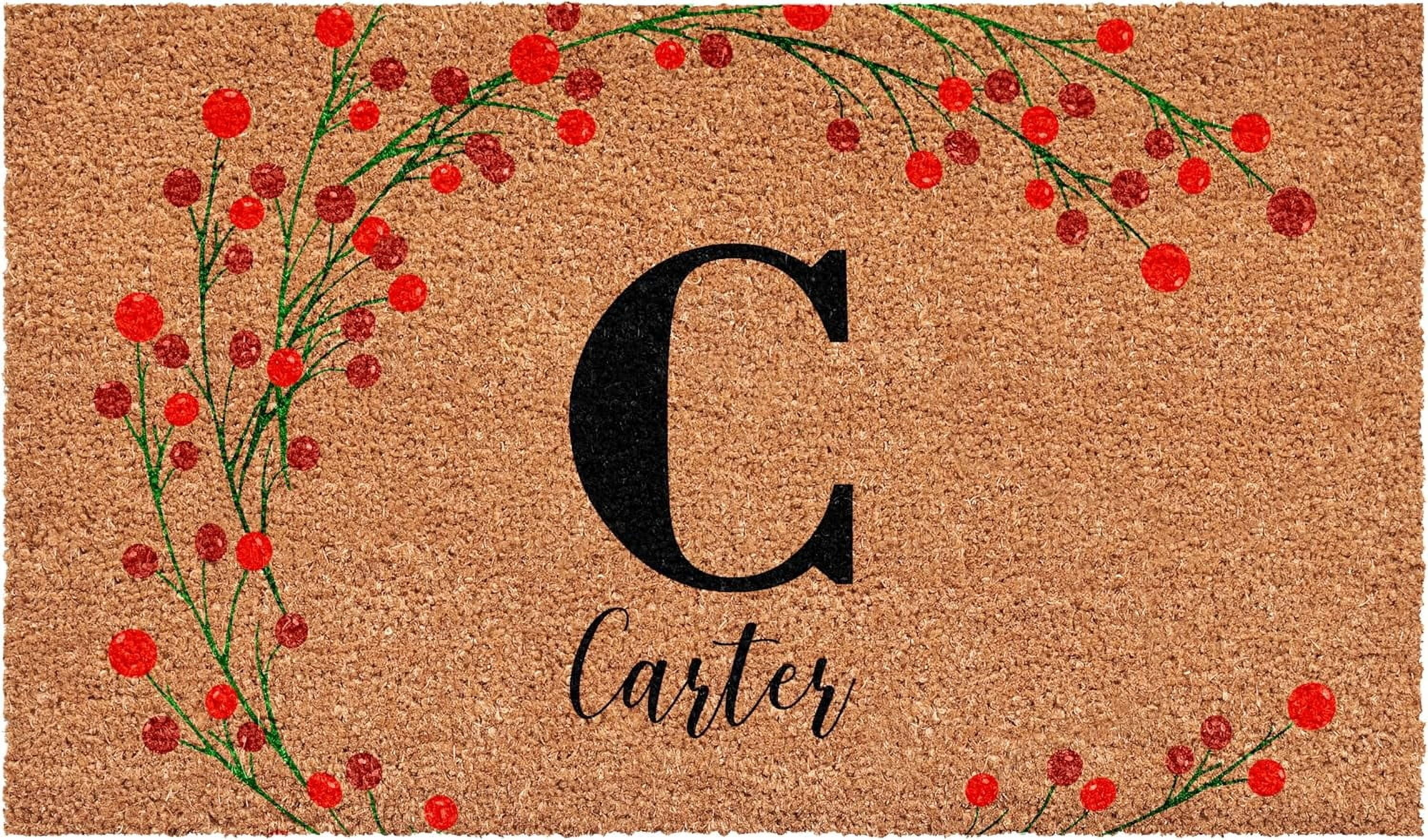 Calloway Mills 114903048C Personalized Christmas Berries Doormat, 30"x48", Letter C