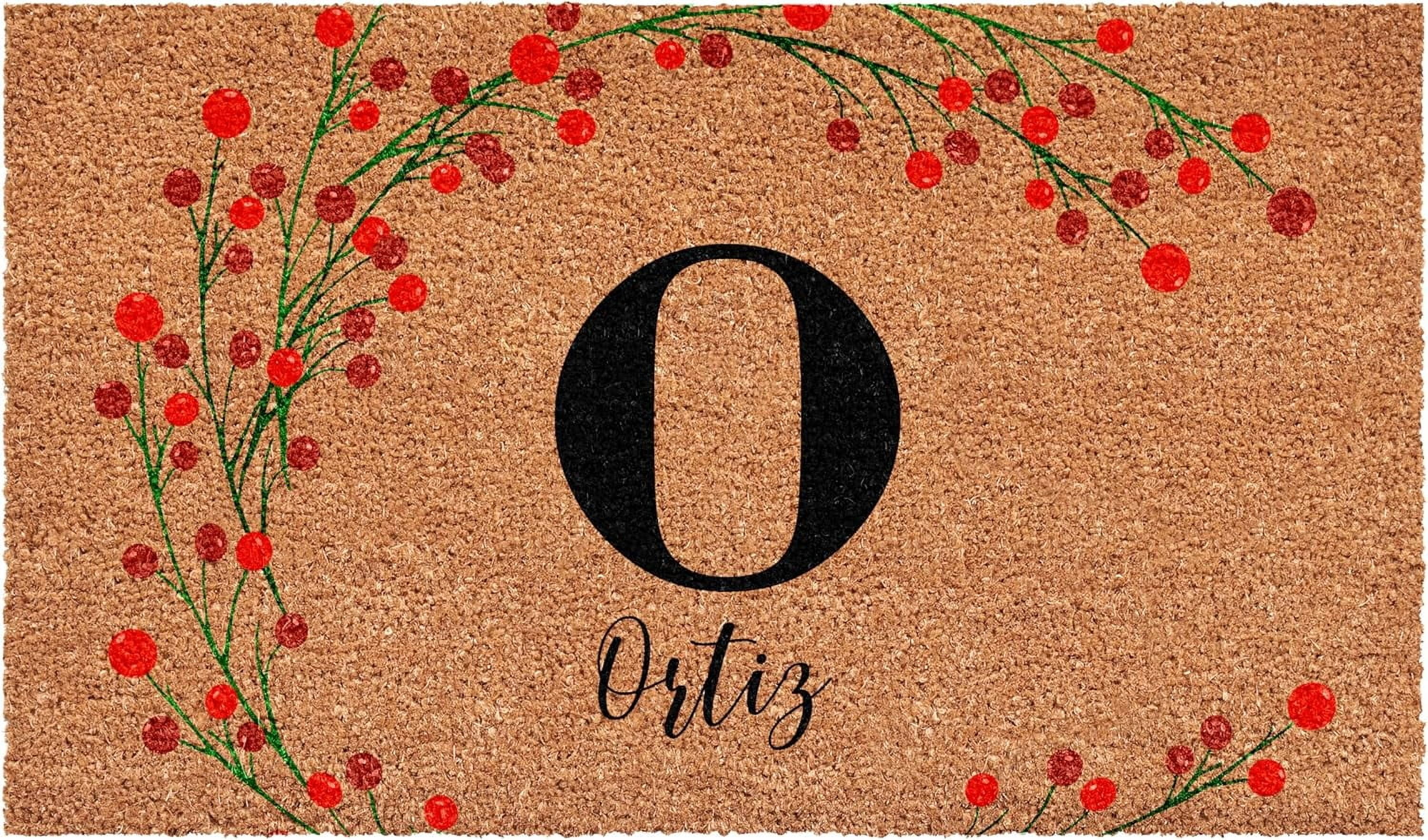 Calloway Mills 114903048O Personalized Christmas Berries Doormat, 30"x48", Letter O