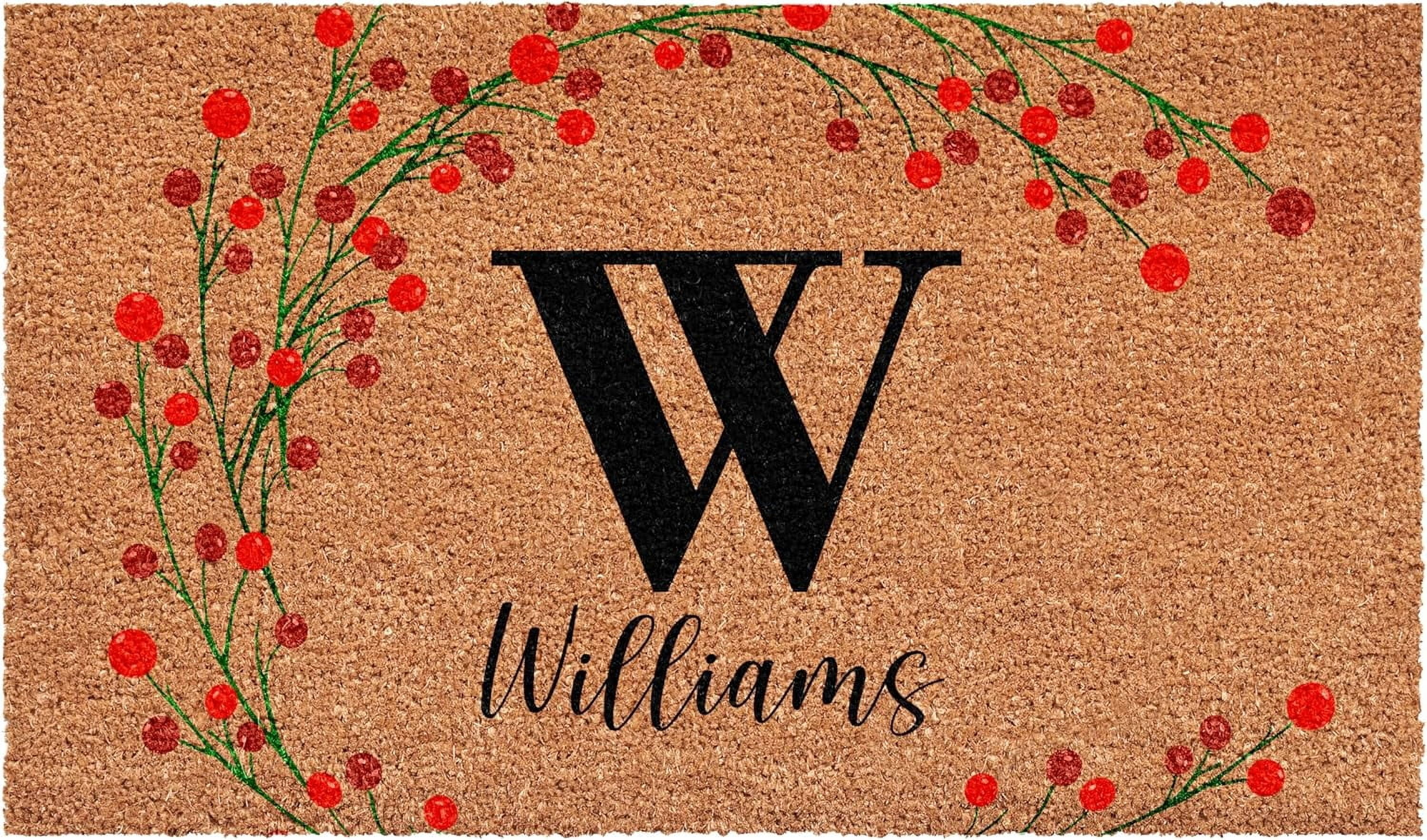 Calloway Mills 114903048W Personalized Christmas Berries Doormat, 30"x48", Letter W