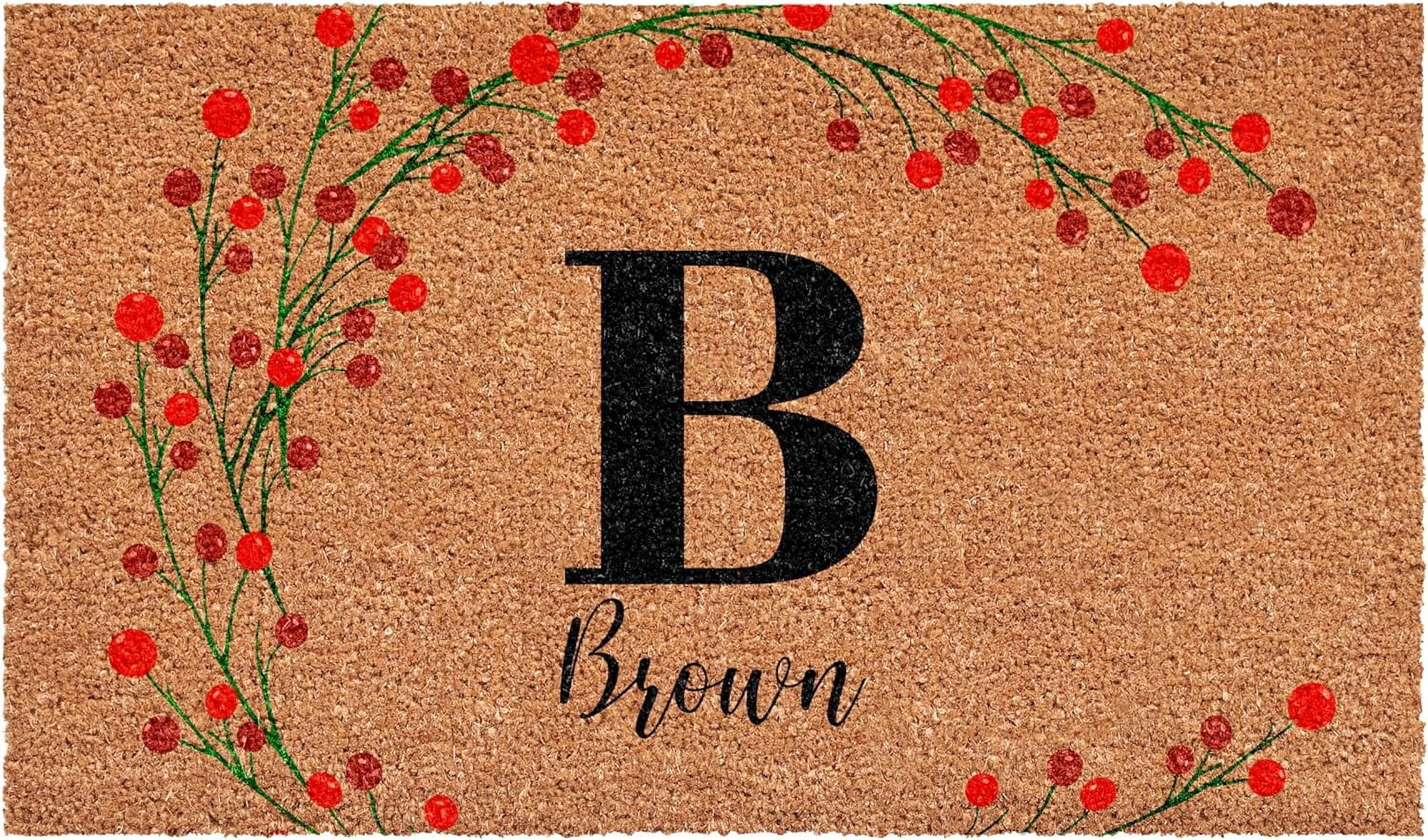 Calloway Mills 114903672B Personalized Christmas Berries Doormat, 36"x72", Letter B