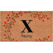 Calloway Mills 114903672X Personalized Christmas Berries Doormat, 36"x72", Letter X