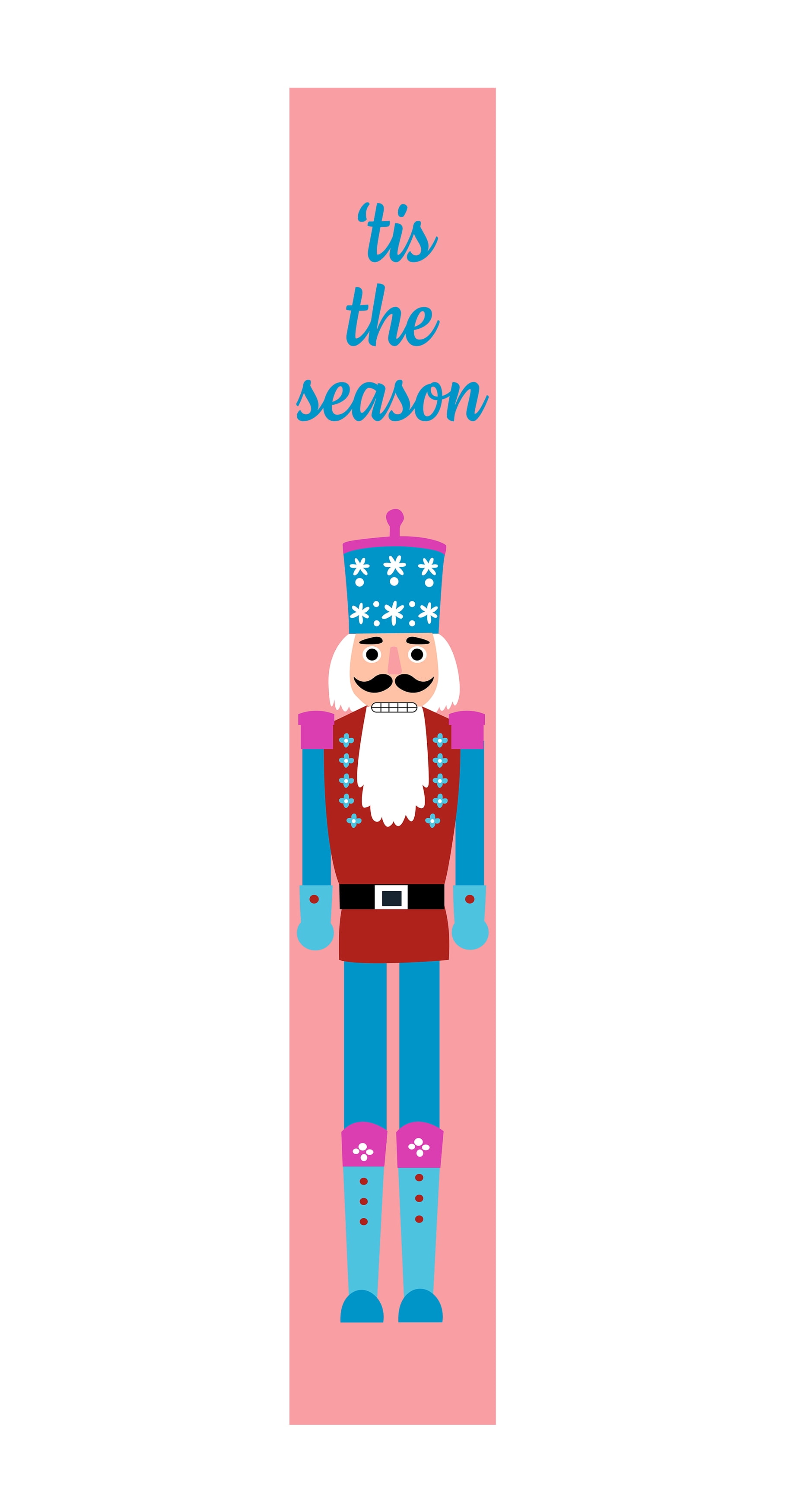 Calloway Mills 118074707 Tis The Season Pink Nutcracker Porch Leaner 47" x 7.25"