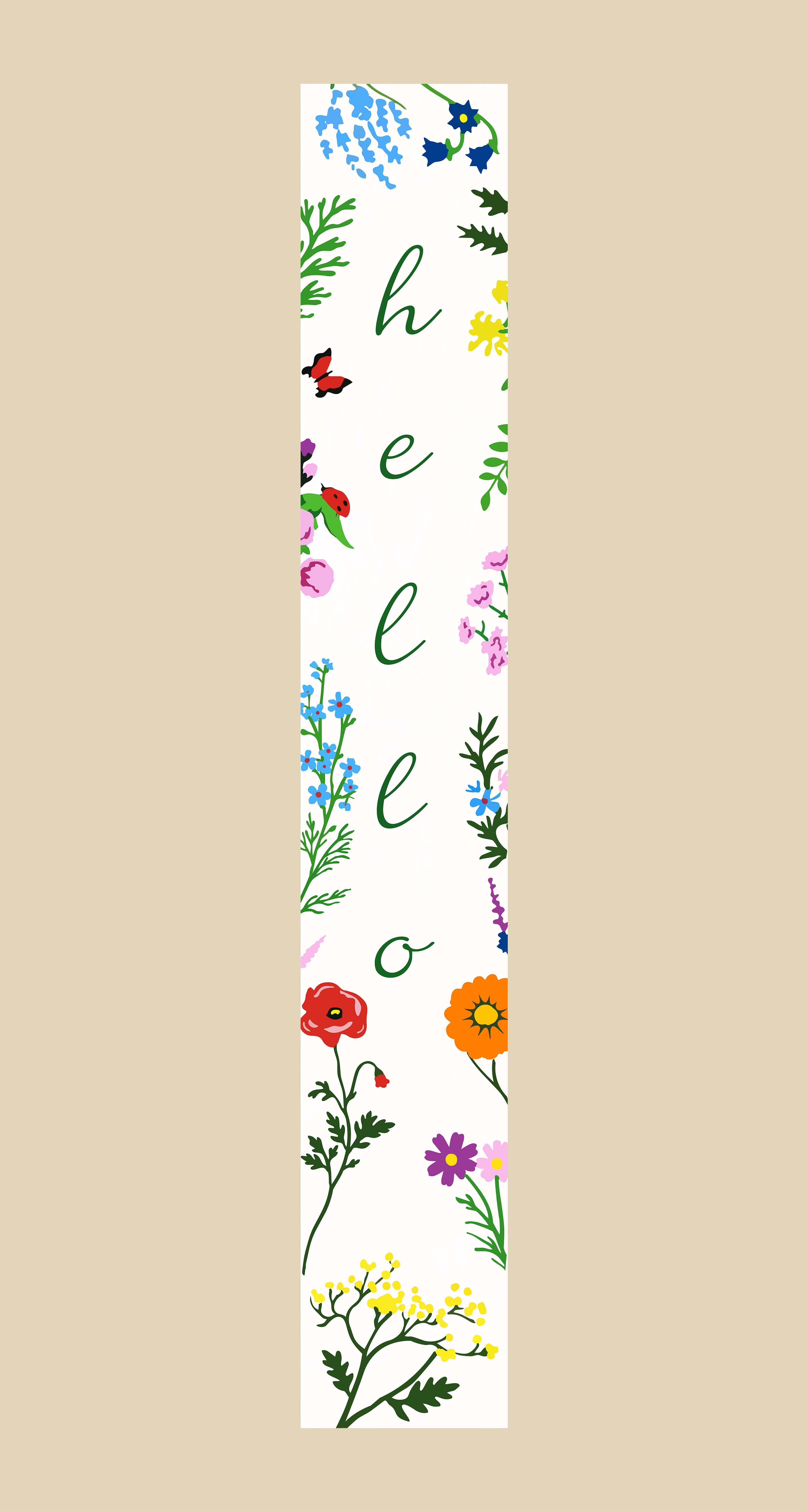 Calloway Mills 118704707 Cottage Meadow Hello Porch Leaner, 47" x 07"