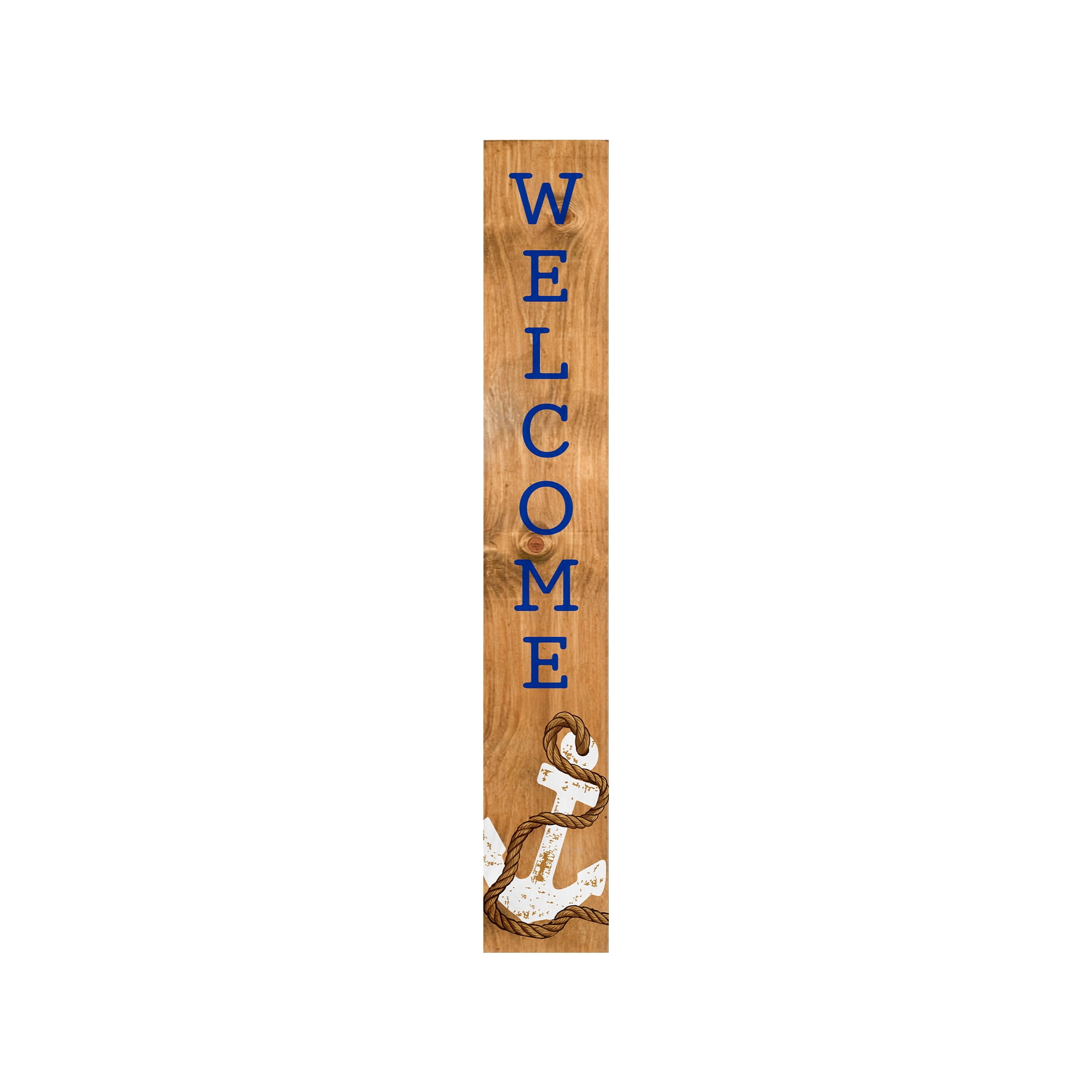 Calloway Mills 119305907 Coastal Anchor Blue Welcome Porch Leaner, 59" x 07"