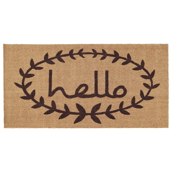 Calloway Mills 3 x 6 ft. Calico Hello Rectangular Doormat, Natural & Black