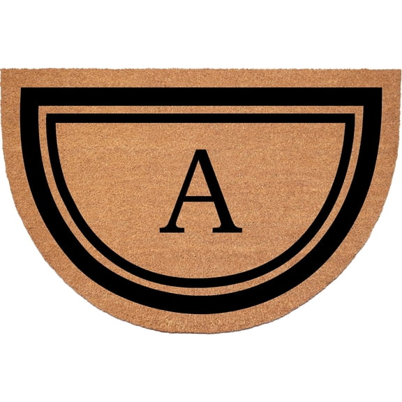 Calloway Mills 152961830HC A Half Circle Black Border 18" x 30" Monogram Doormat (Letter A)