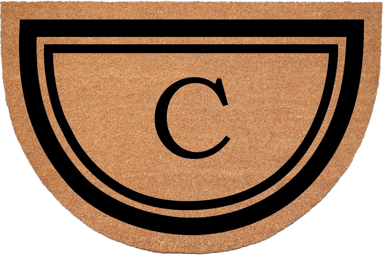 Calloway Mills 152961830HC C Half Circle Black Border 18" x 30" Monogram Doormat (Letter C)