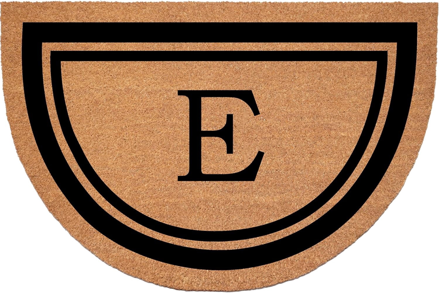 Calloway Mills 152961830HC E Half Circle Black Border 18" x 30" Monogram Doormat (Letter E)
