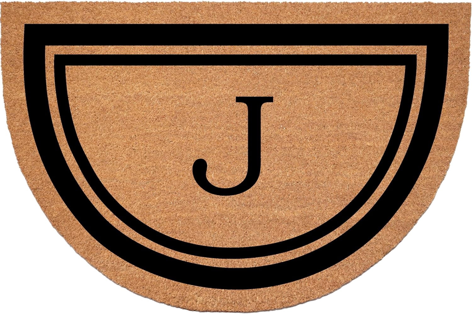 Calloway Mills 152961830HC J Half Circle Black Border 18" x 30" Monogram Doormat (Letter J)