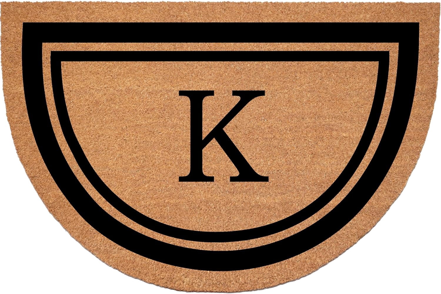 Calloway Mills 152961830HC K Half Circle Black Border 18" x 30" Monogram Doormat (Letter K)