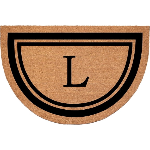 Calloway Mills 152961830HC L Half Circle Black Border 18" x 30" Monogram Doormat (Letter L)