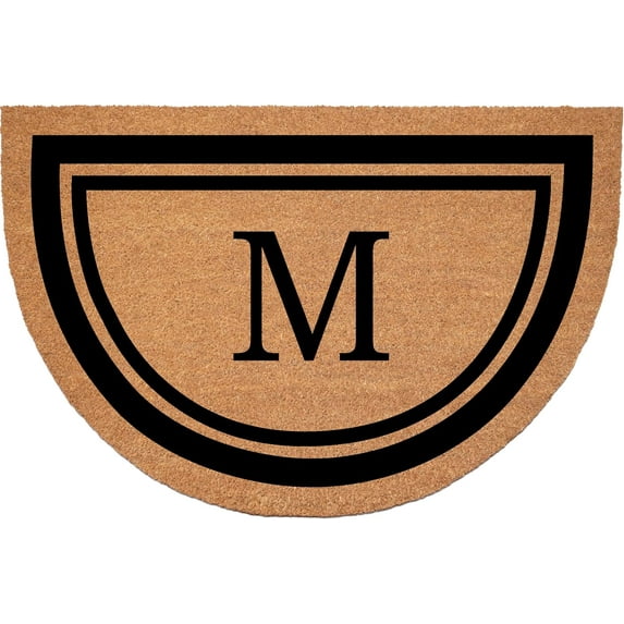 Calloway Mills 152961830HC M Half Circle Black Border 18" x 30" Monogram Doormat (Letter M)