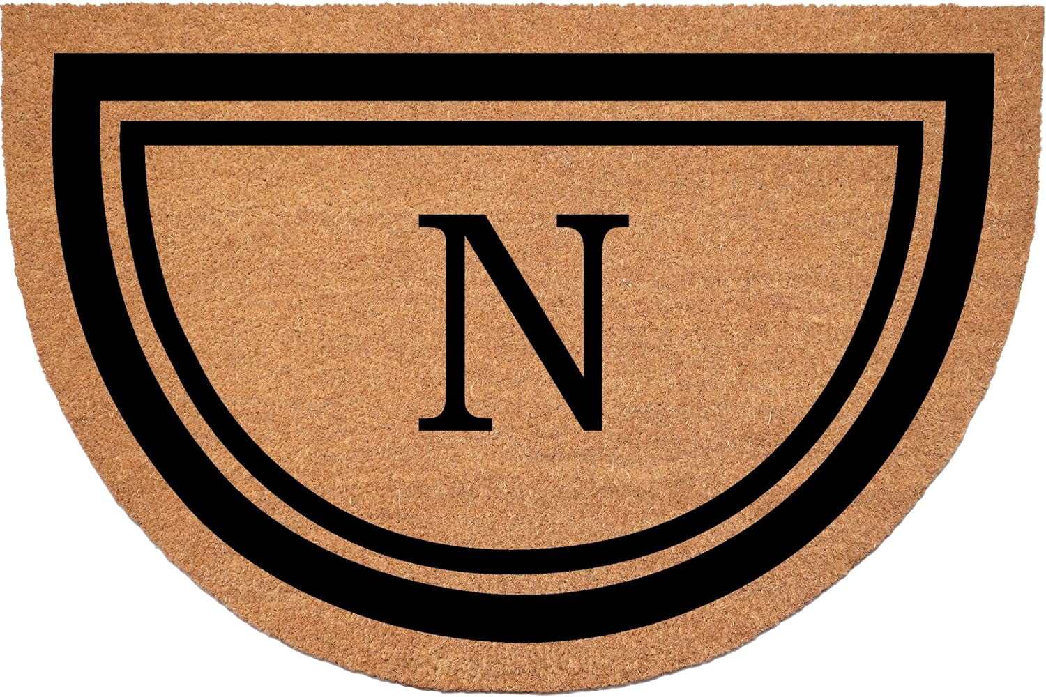 Calloway Mills 152961830HC N Half Circle Black Border 18" x 30" Monogram Doormat (Letter N)