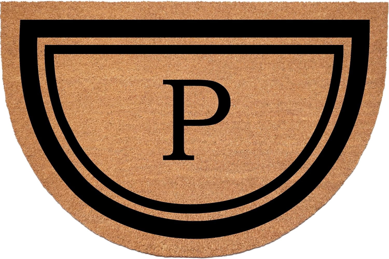 Calloway Mills 152961830HC P Half Circle Black Border 18" x 30" Monogram Doormat (Letter P)
