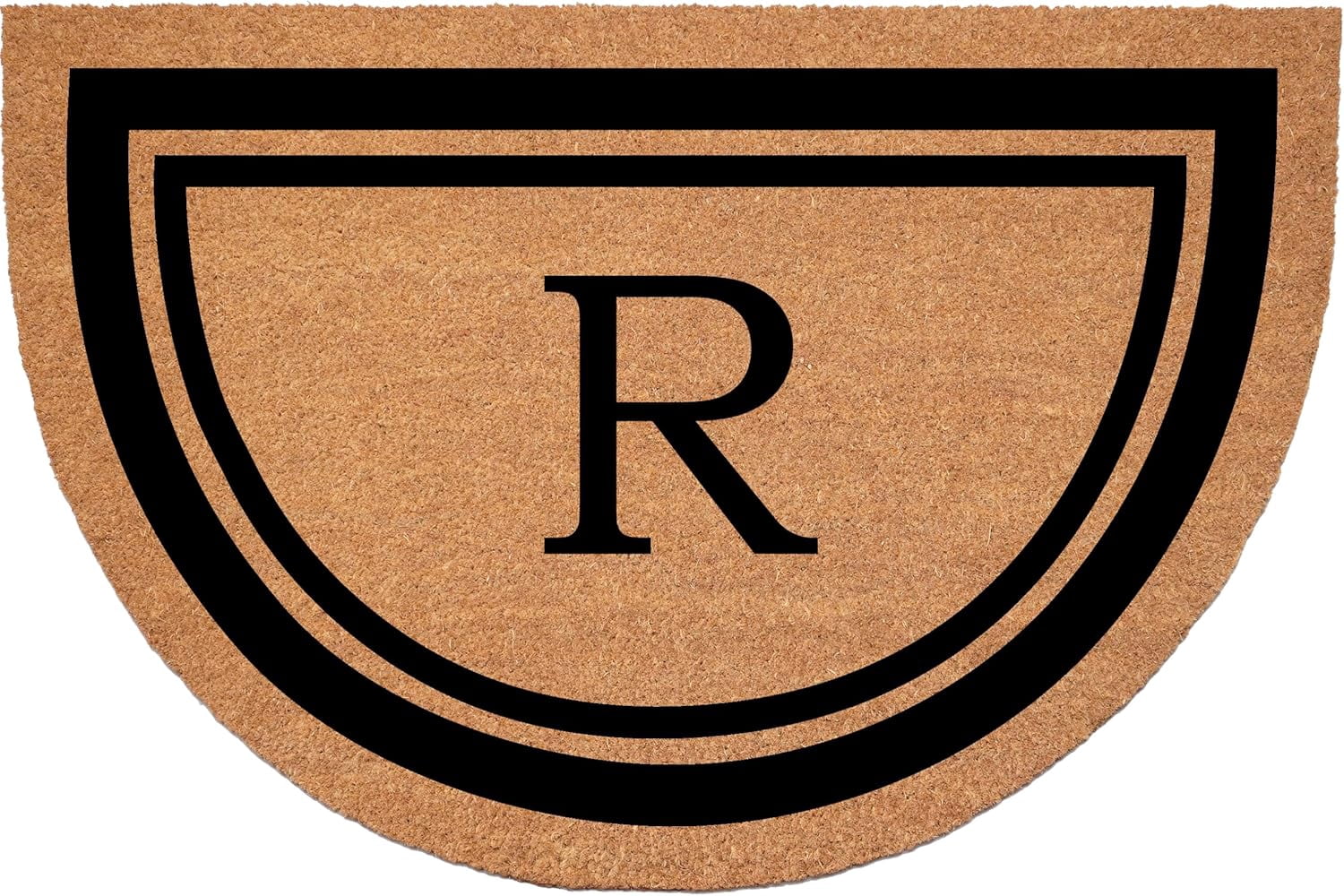Calloway Mills 152961830HC R Half Circle Black Border 18" x 30" Monogram Doormat (Letter R)