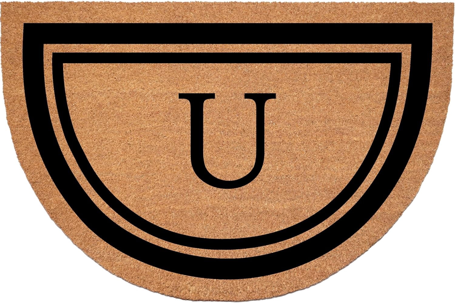Calloway Mills 152961830HC U Half Circle Black Border 18" x 30" Monogram Doormat (Letter U)