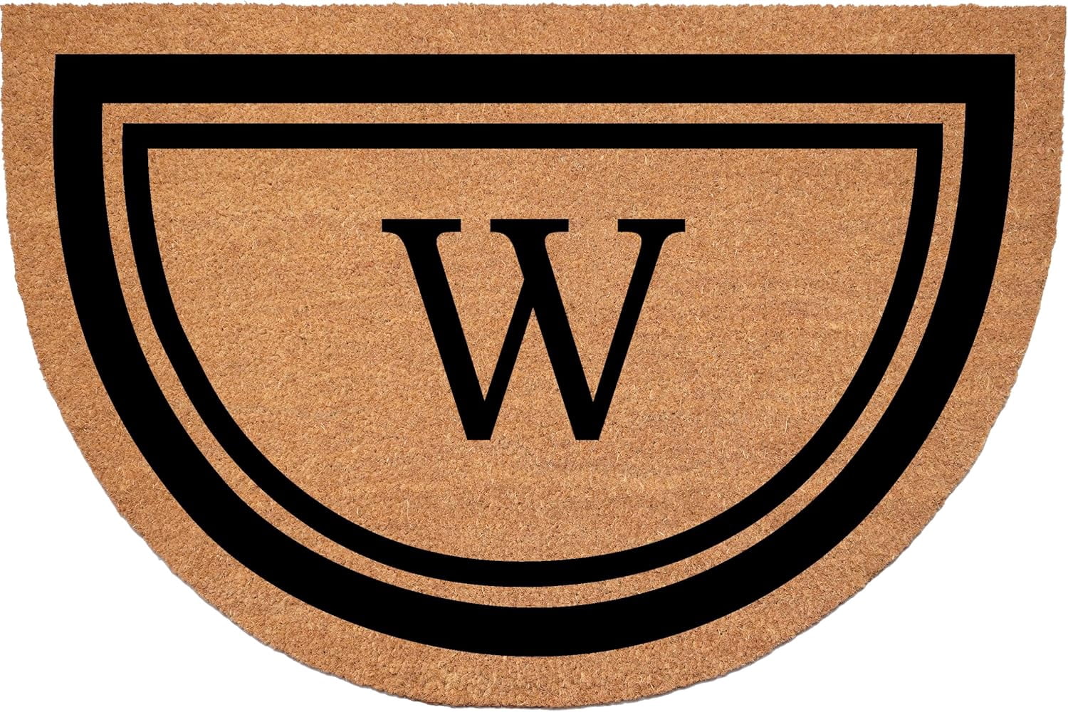 Calloway Mills 152961830HC W Half Circle Black Border 18" x 30" Monogram Doormat (Letter W)