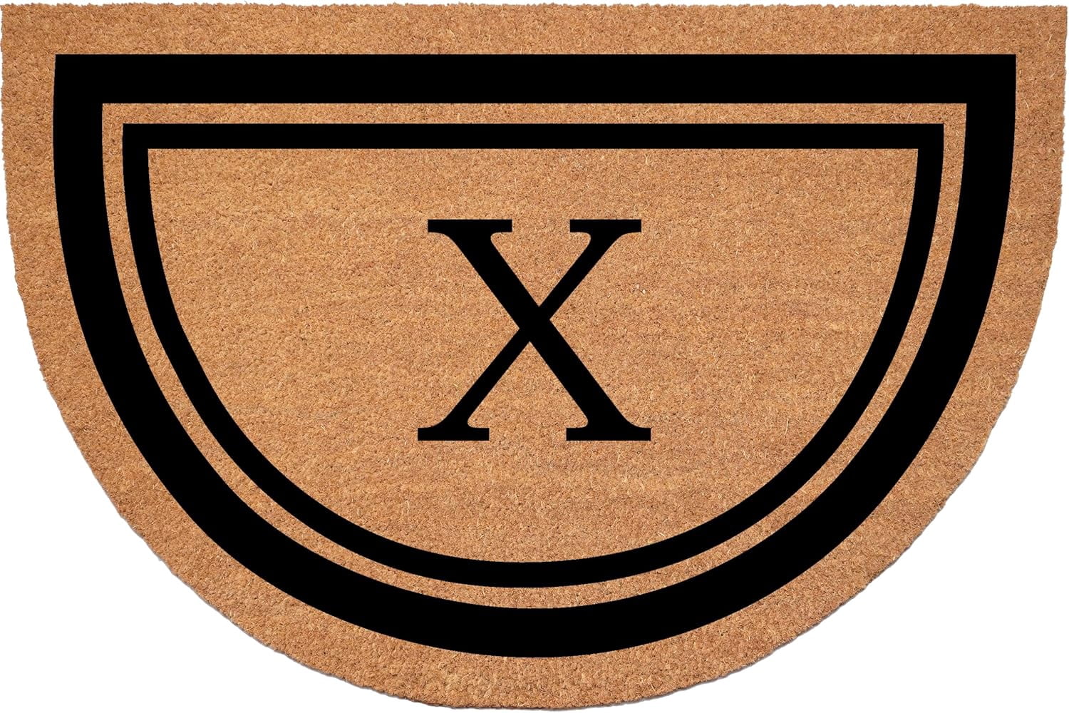 Calloway Mills 152961830HC X Half Circle Black Border 18" x 30" Monogram Doormat (Letter X)