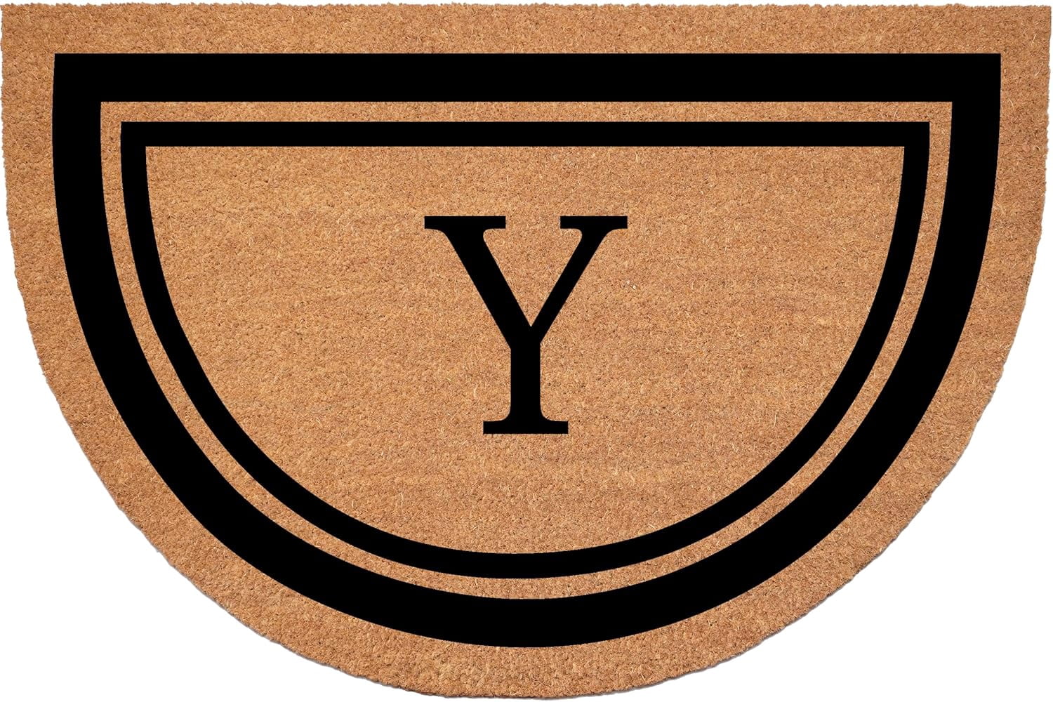 Calloway Mills 152961830HC Y Half Circle Black Border 18" x 30" Monogram Doormat (Letter Y)