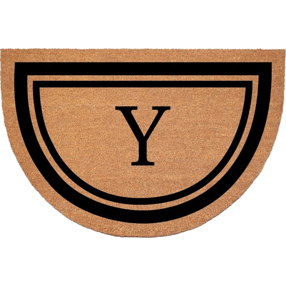 Calloway Mills 152961830HC Y Half Circle Black Border 18" x 30" Monogram Doormat (Letter Y)