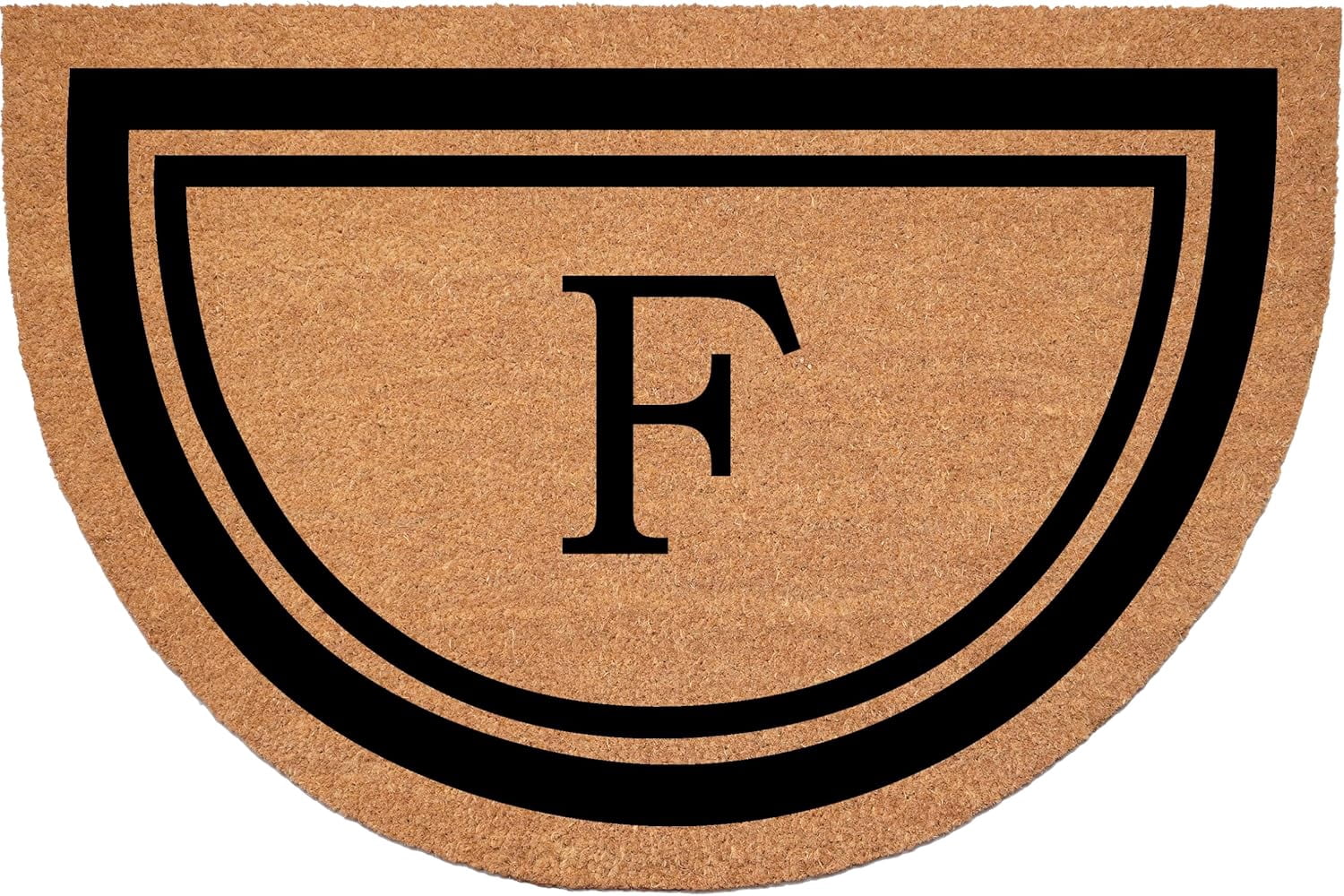 Calloway Mills 152962436HC F Half Circle Black Border 24" x 36" Monogram Doormat (Letter F)
