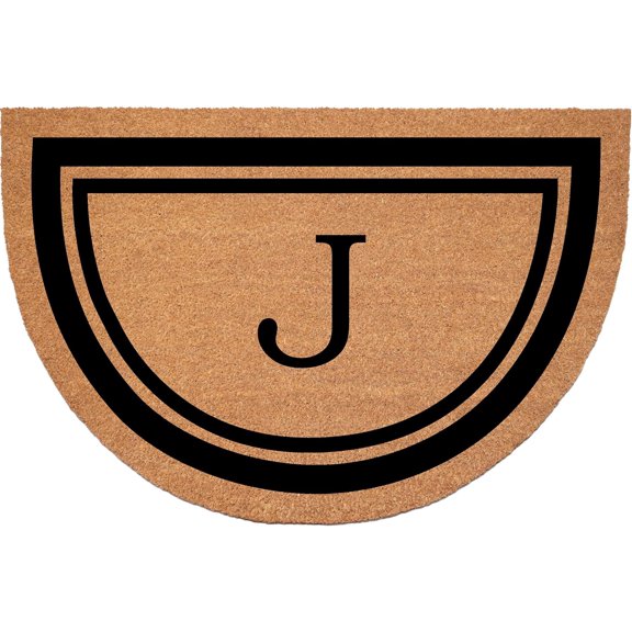 Calloway Mills 152962436HC J Half Circle Black Border 24" x 36" Monogram Doormat (Letter J)