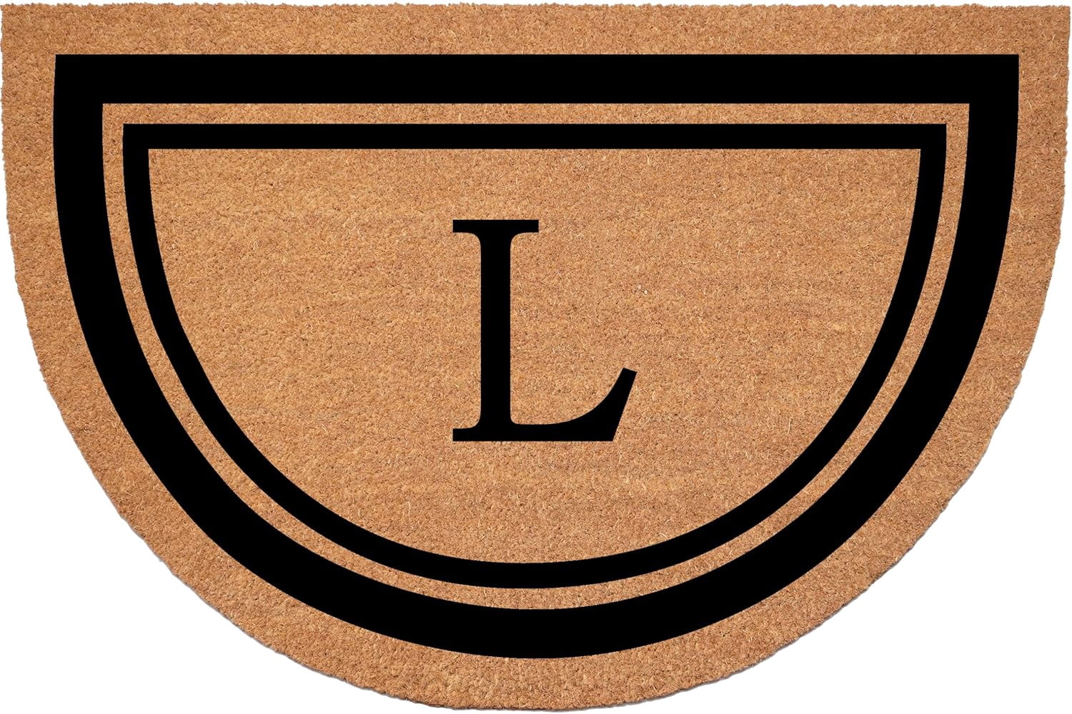 Calloway Mills 152962436HC L Half Circle Black Border 24" x 36" Monogram Doormat (Letter L)
