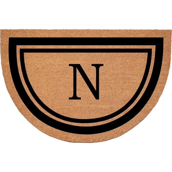 Calloway Mills 152962436HC N Half Circle Black Border 24" x 36" Monogram Doormat (Letter N)