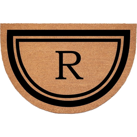 Calloway Mills 152962436HC R Half Circle Black Border 24" x 36" Monogram Doormat (Letter R)