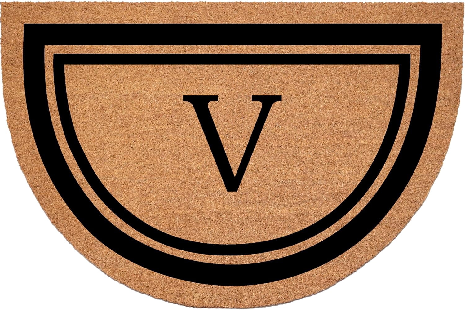 Calloway Mills 152962436HC V Half Circle Black Border 24" x 36" Monogram Doormat (Letter V)