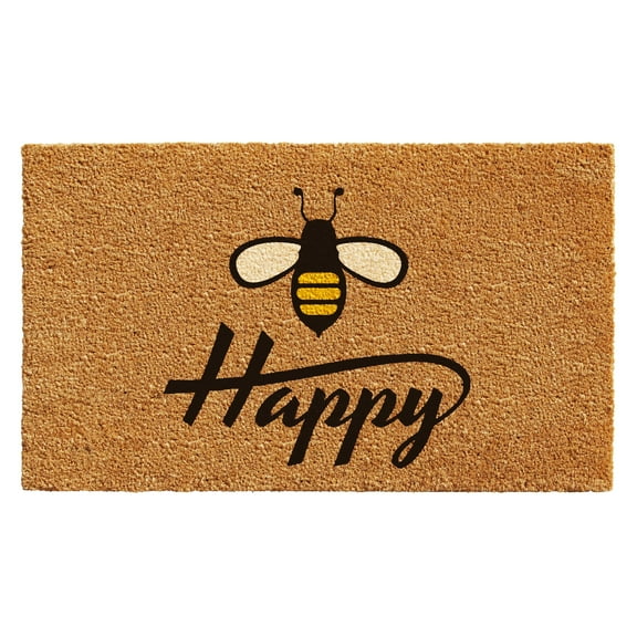 Calloway Mills 101231729 17 x 29 in. Bee Happy Rectangular Doormat, Natural & Black